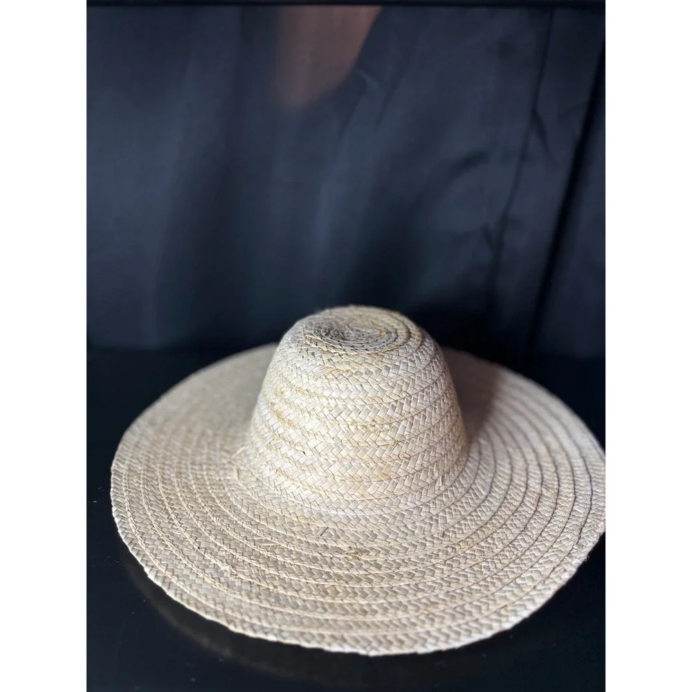 Unbranded Childrens Woven Straw Sun Hat Wide Brim Natural Tan Summer Beach Hat